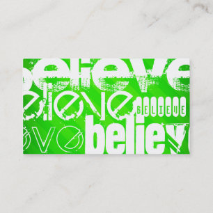 Believe; Neon Green Stripes Business Card