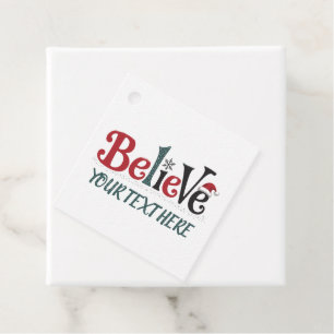 Believe Personalised Christmas Party Family Favour Tags