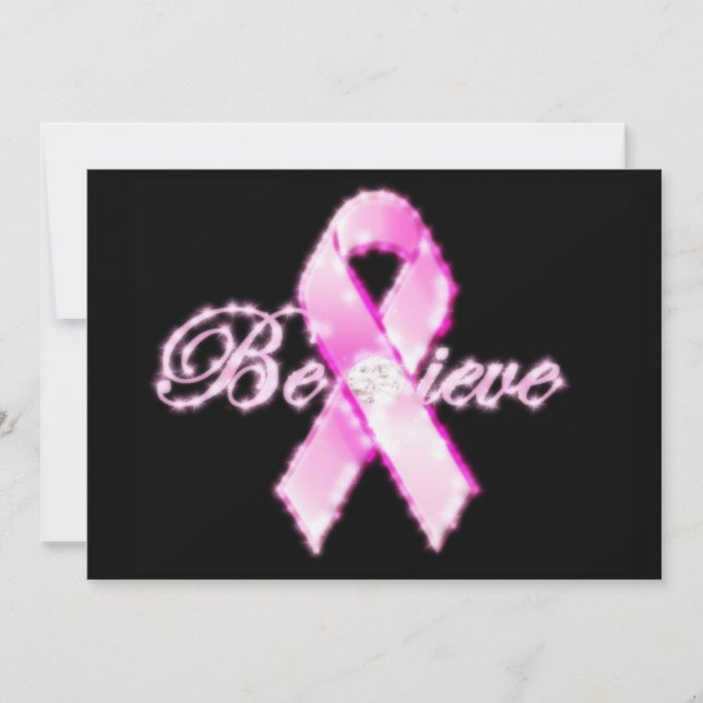 Believe Pink Ribbon Awareness Card (Front)
