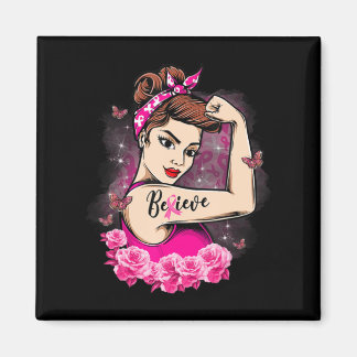 Believe Pink Ribbon Strong Women Breast Cancer Awa Magnet