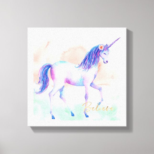 Believe Pretty Unicorn Canvas Print (Front)