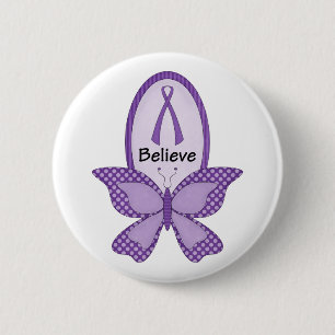 Believe- Purple Awareness Ribbon 6 Cm Round Badge