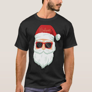 Believe Quote On Santa Glasses T-Shirt