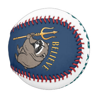 Believe Racoon Jimothy Holding Trident Pop Art Baseball