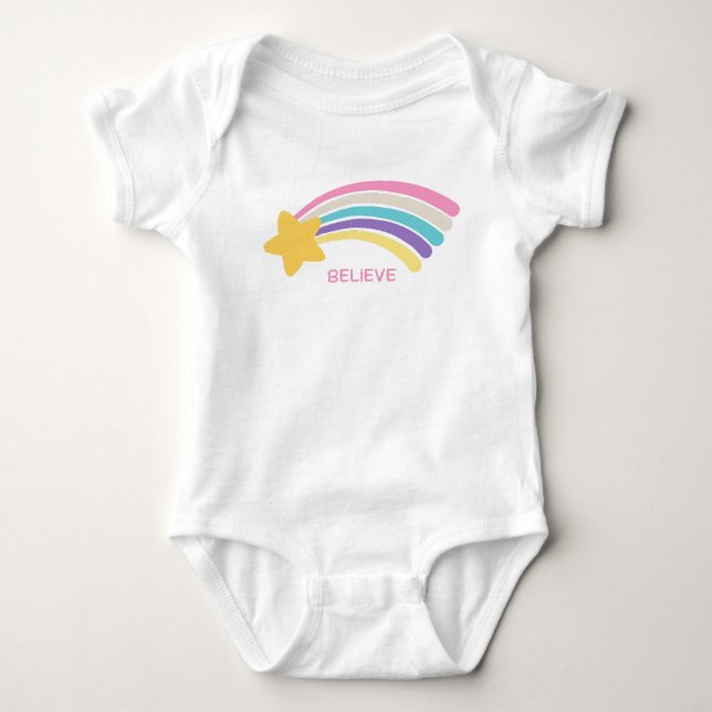 Believe rainbow  baby bodysuit (Front)