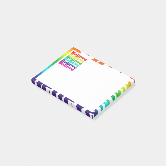 Believe rainbow post-it notes (Angled)