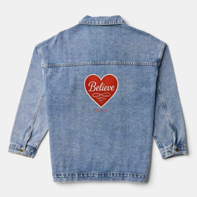 Believe red and white heart denim jacket (Back)
