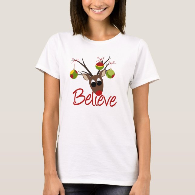 Believe Reindeer Man T-shirt (Front)