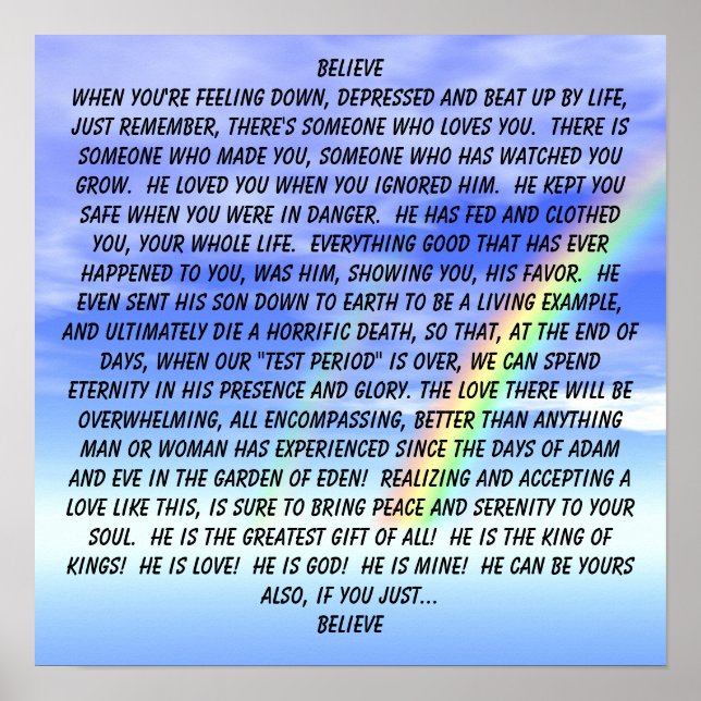 BELIEVE... Religious poster (Front)
