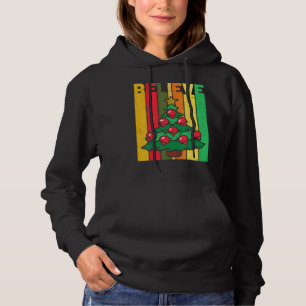 Believe Retro Christmas Tree Hoodie