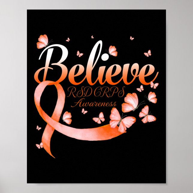 Believe Rsd Crps Awareness Butterfly  Poster (Front)