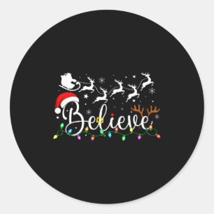 Believe Santa Claus Believe Christmas Matching Paj Classic Round Sticker