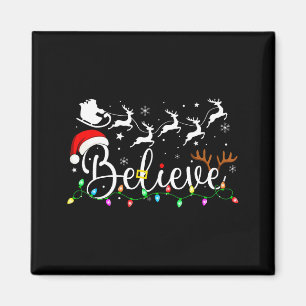 Believe Santa Claus Believe Christmas Matching Paj Magnet