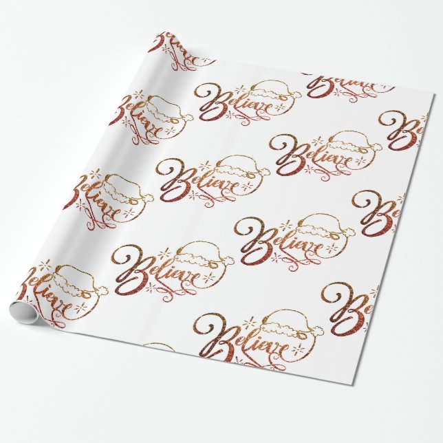 Believe Santa Claus Wrapping Paper (Unrolled)