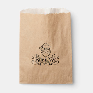 BELIEVE SANTA FACE Swirl Christmas Holiday Favour Bags