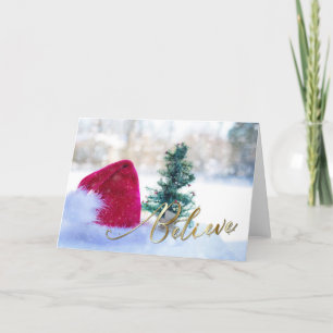 Believe - Santa Hat and Tree OR  Your PHOTO Note Card