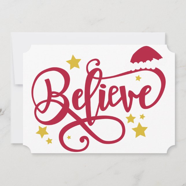 Believe santa hat holiday card (Front)
