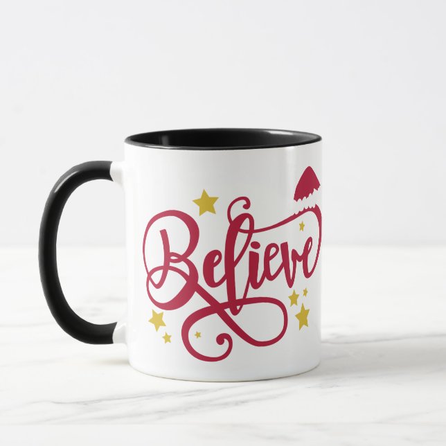 BELIEVE santa hat Mug (Left)