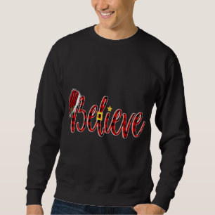 Believe Santa Red Plaid Xmas Believe Christmas Paj Sweatshirt