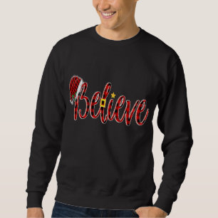 Believe Santa Red Plaid Xmas Believe Christmas Paj Sweatshirt