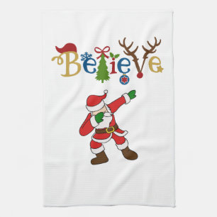 Believe, Santa Striking a Pose Tea Towel