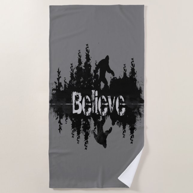 Believe Sasquatch Bigfoot Legend art Beach Towel (Front)