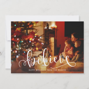 Believe Script Holiday Photo Card