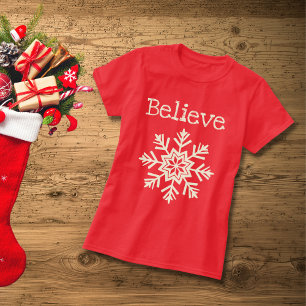 Believe Snowflake Christmas T-Shirt