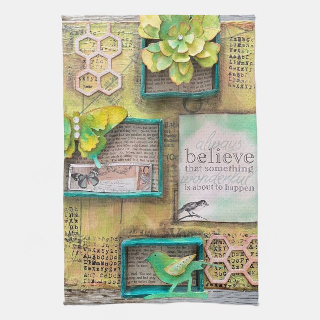 Believe Something Wonderful Will Happen Tea Towel (Vertical)