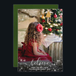 Believe - Sparkle Stars Photo Green Christmas Holiday Card<br><div class="desc">This simple Christmas card features your photo surrounded by a bounty of sparkling stars. The caption at the bottom reads "believe" and there is space for a short greeting and signature. Classy and elegant way to send holiday greetings. The back features a rich mottled forest green pattern.</div>