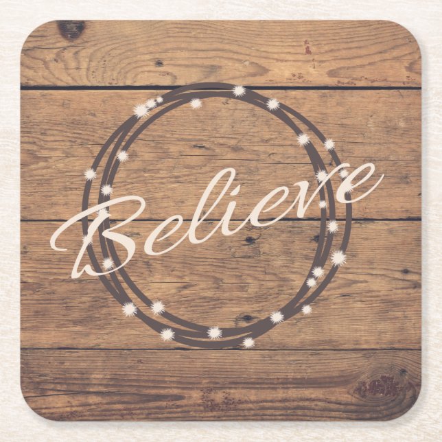 Believe Square Paper Coaster (Front)