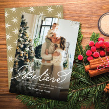 Believe Star Calligraphy Religious Christmas Photo