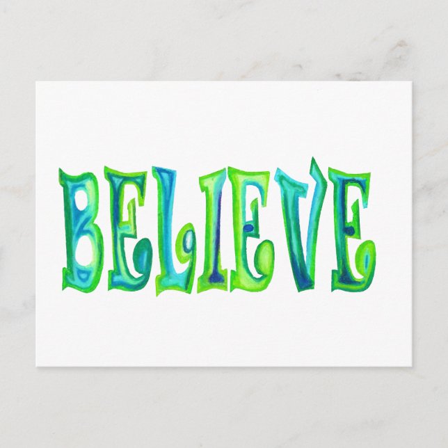 Believe Stensilled Design Postcard (Front)