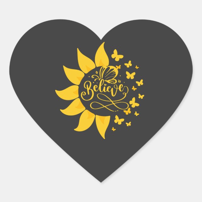 believe sunflower spring happy T-Shirt Classic Rou Heart Sticker (Front)