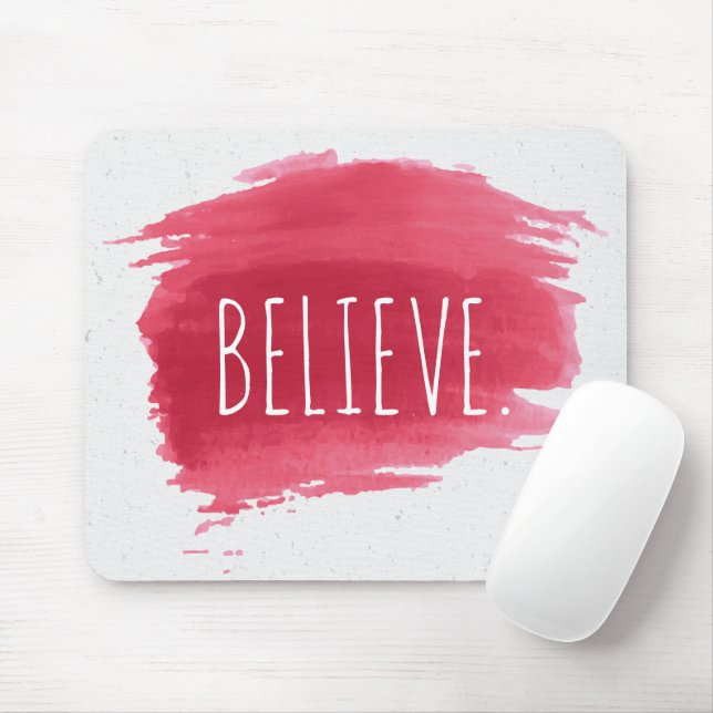 BELIEVE Text On Red Paint Mouse Pad (With Mouse)