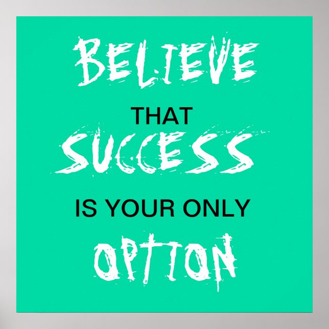 Believe that success is your only option poster (Front)
