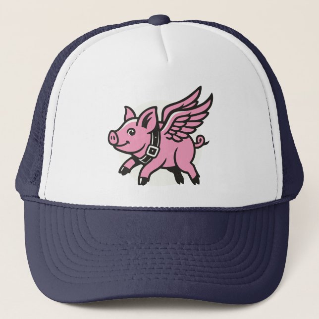 Believe the Impossible - When Pigs Fly T-Shirt Trucker Hat (Front)