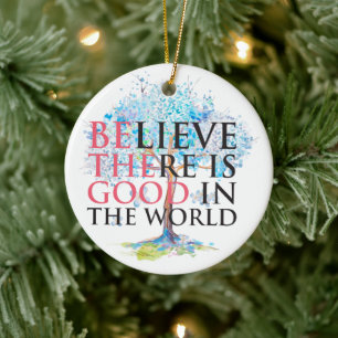 Believe There is Good Blue Flowering Tree Ceramic Tree Decoration