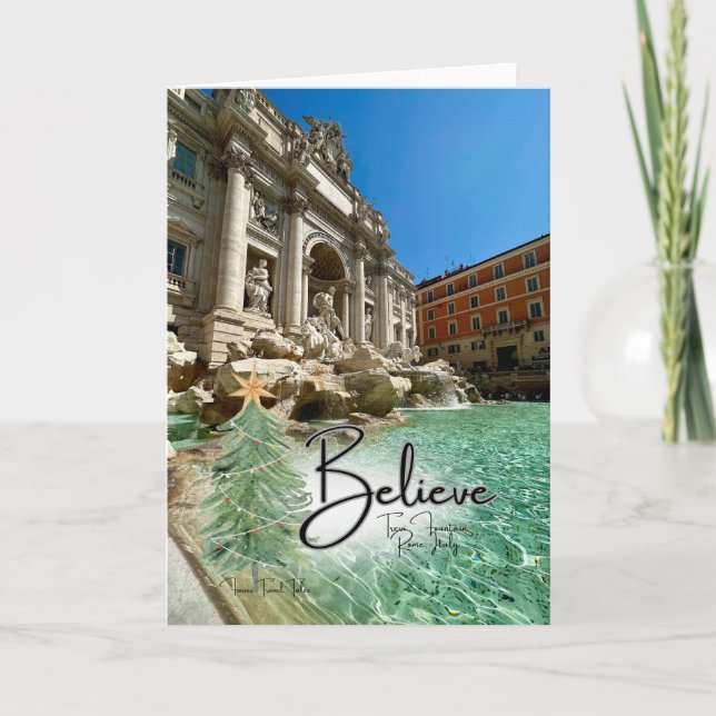 Believe Trevi Fountain Italy Christmas HolidayCard Holiday Card (Front)