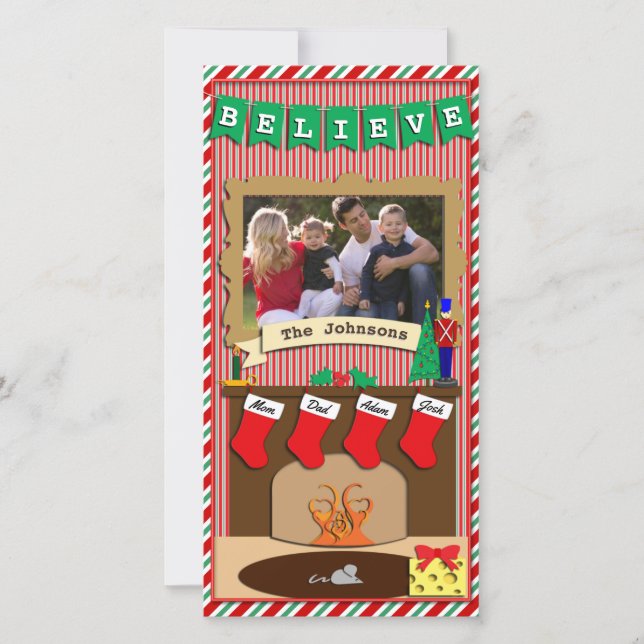 Believe • Twas Night Before Christmas • 4 Stocking Holiday Card (Front)