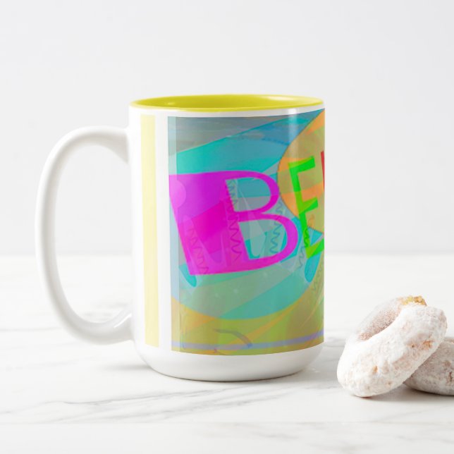 Believe Typograghy Two-Tone Coffee Mug (With Donut)