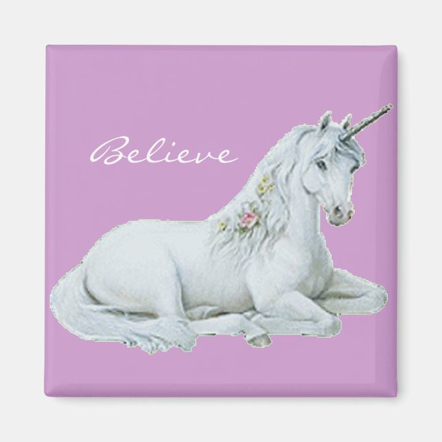 Believe Unicorn Square Magnet   (Front)