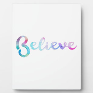 Believe Watercolor Typography Art Plaque