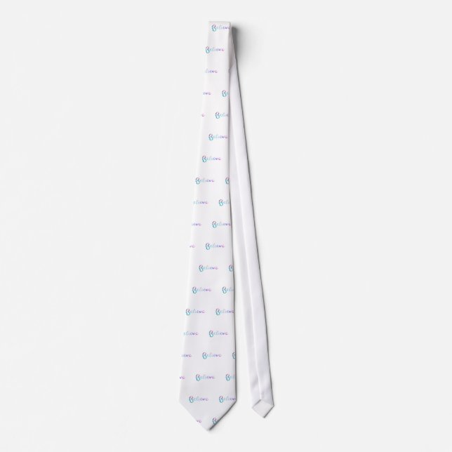 Believe Watercolor Typography Art Tie (Front)