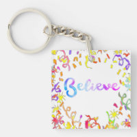 Believe Watercolor Typography Confetti Art  Keycha
