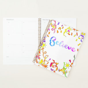 Believe Watercolor Typography Confetti Art  Planne Planner