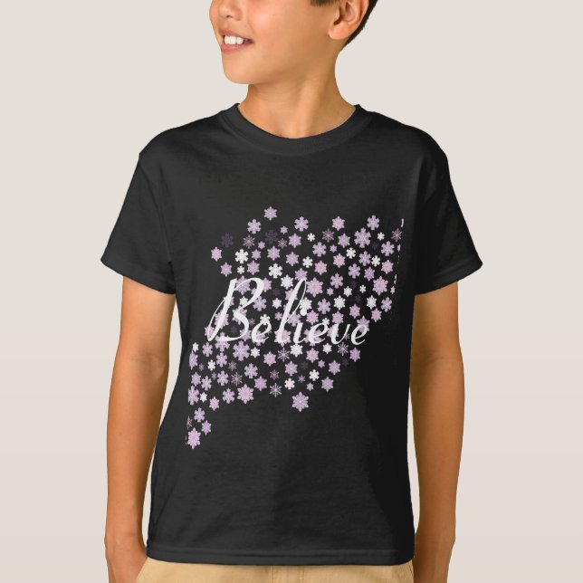 Believe/Winter Snowflakes T-Shirt (Front)