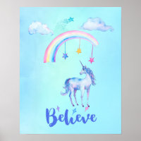 Believe with a Unicorn Under a Rainbow