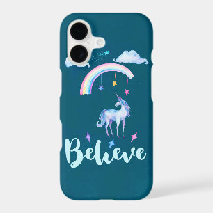 Believe with a Watercolor Unicorn Under a Rainbow