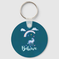 Believe with a Watercolor Unicorn Under a Rainbow